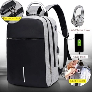 HIgh quality Business travel Nylon waterproof anti-theft laptop backpack bag with USB Charging Port