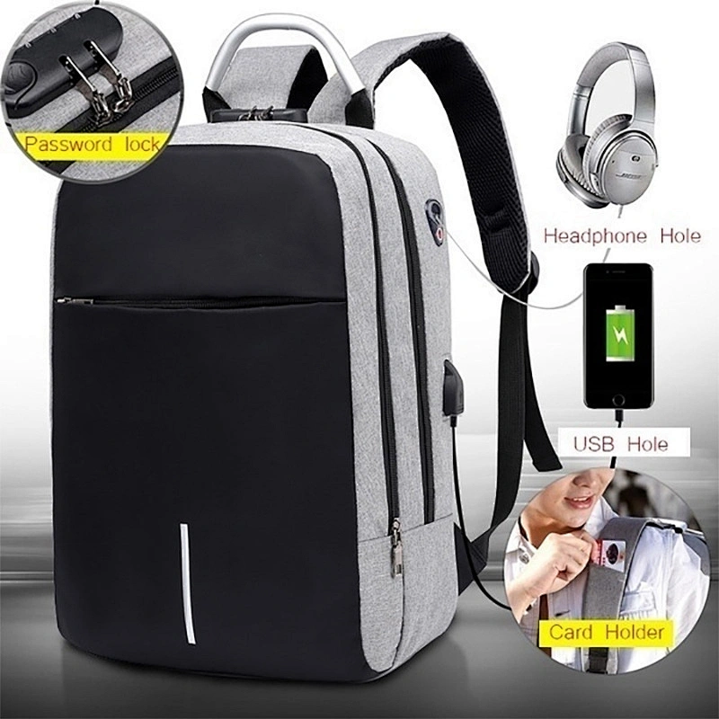 HIgh quality Business travel Nylon waterproof anti-theft laptop backpack bag with USB Charging Port