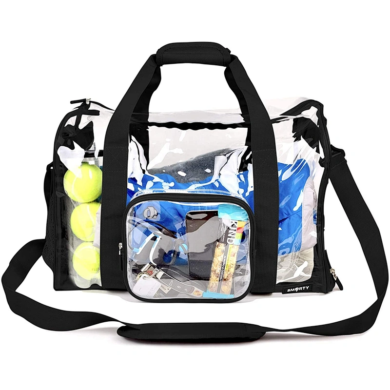 Customized Large Capacity Waterproof  Clear Plastic Tote Bag Beach Handbag Women Men Gym Transparent Pvc Travel Duffel Bag