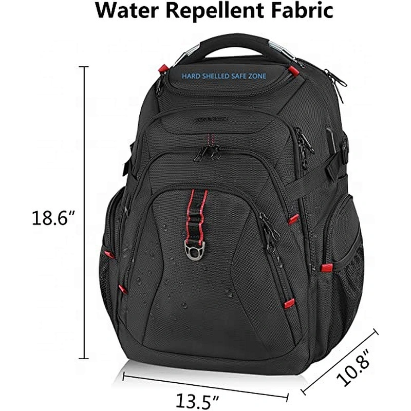 Water-Repellent Business College Daypack Stylish Big School Laptop Bag for Men/Women-Black
