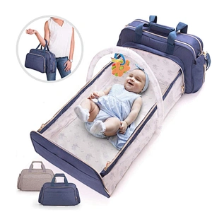 wholesale lequeen waterproof mommy care baby diaper backpack bag set travel mummy baby with stroller buckle and bed