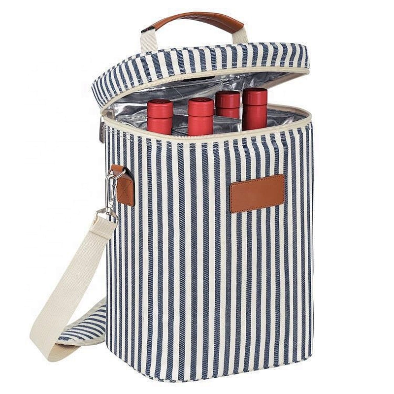 2020 Popular Christmas Gift for Wine Lover 4 Bottle Wine Carrier soft Cooler Tote Bag freezer bag for holiday Travel Picnic