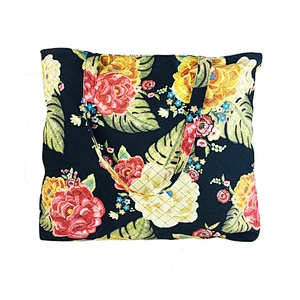 Women ladies OEM Cheap handbags Printed pattern canvas tote beach bag custom logo shopping bag supermarket reusable