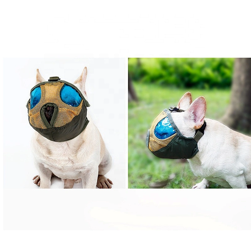 Short Snout Dog Muzzles- Adjustable Breathable Mesh Bulldog Muzzle for Biting Chewing Barking Training Dog Mask