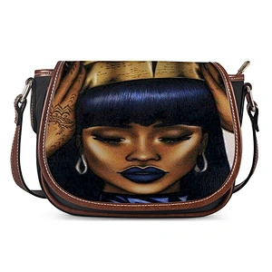 Customized African Girl satchel PU single-shoulder cross-body bag for lady