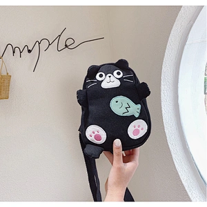 Fashion Trendy Shoulder Female Canvas Cute Lady Messenger Bag A new cartoon cat on Instagram