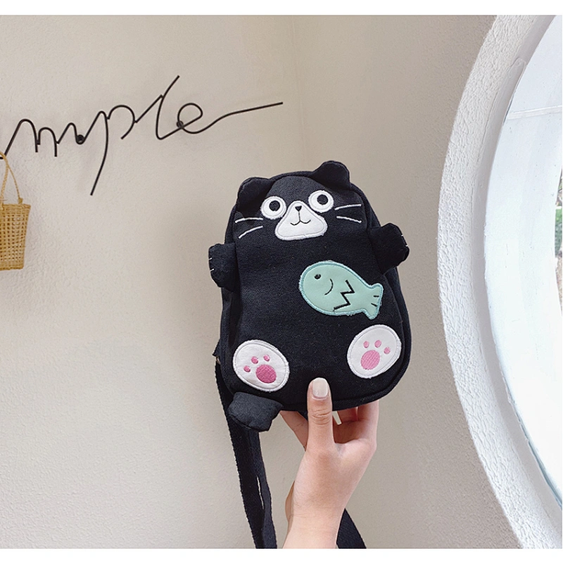 Fashion Trendy Shoulder Female Canvas Cute Lady Messenger Bag A new cartoon cat on Instagram
