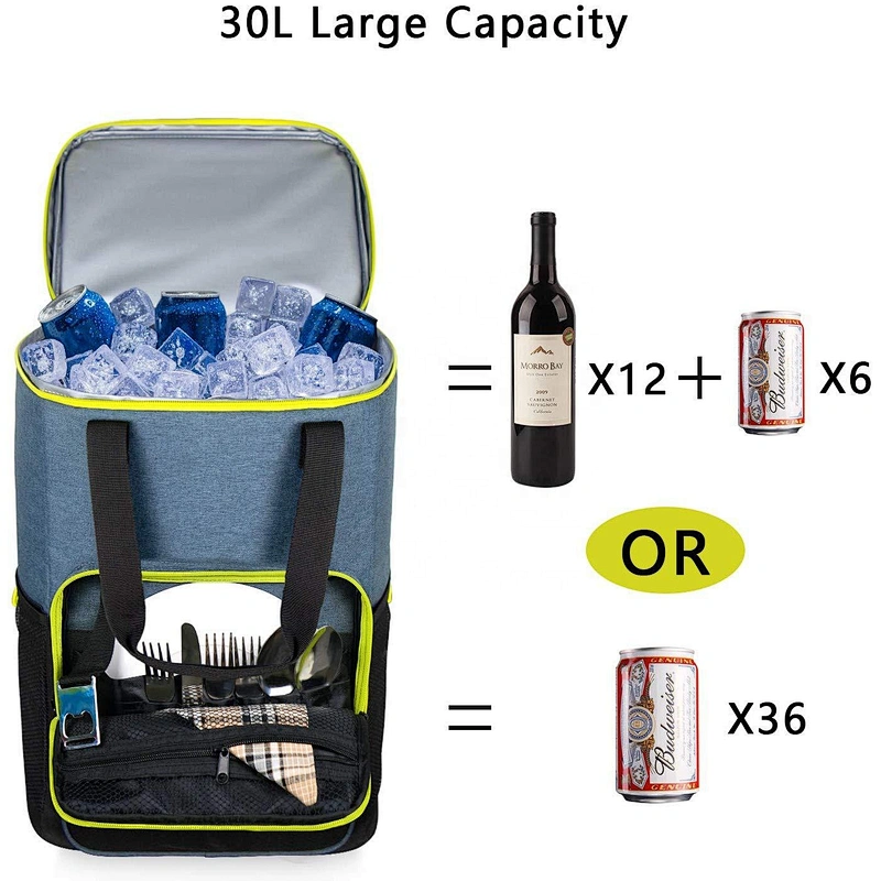 Large Leak-proof Soft Cooler Can Wine Beer Food Carry Delivery Picnic Thermal Lunch Bag Bottle Opener Insulated Backpack Cooler