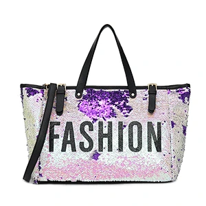 Hot selling sequin bling travel bags lady shoulder bags shining eye catching bag