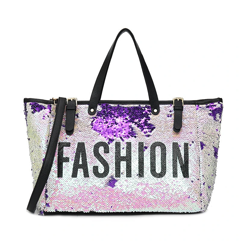 Hot selling sequin bling travel bags lady shoulder bags shining eye catching bag