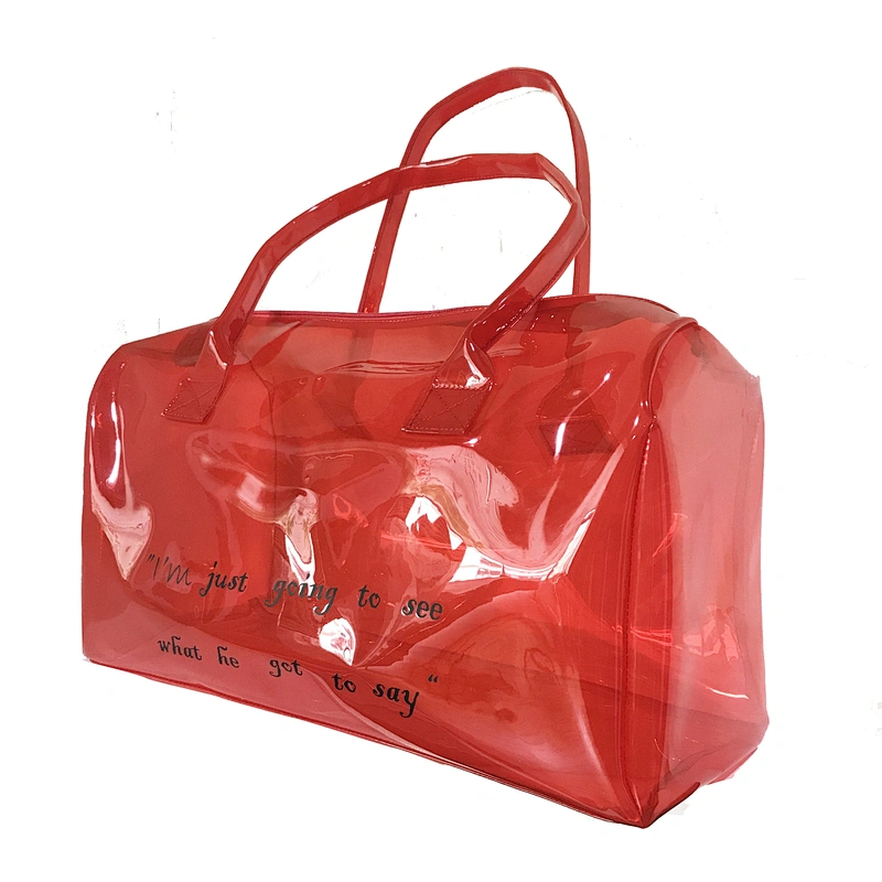 2020 new Customize Transparent Holographic TPU Duffel Bag with Logo Factory Price for Clear PVC Hologram Pink Duffel Bag