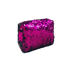OEM/ODM Waterproof shiny sequins Women Travel Makeup Organizer Cosmetic bag basket Case Bags with handles