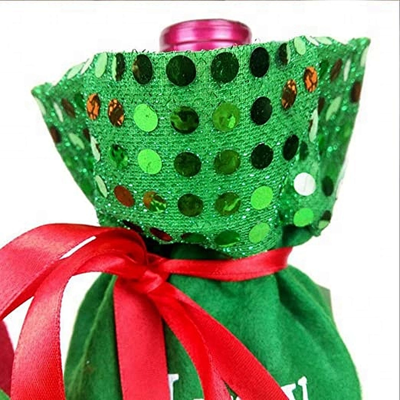 3PCS Christmas Wine Bottle Cover Gift Wrapping Cover Bag Holiday Table Decor Champagne Decoration Cover Bags Santa Clause bag