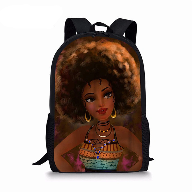 Customization  New African lady student backpack personalized fashion satchel for children African art backpack for children