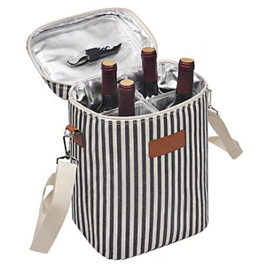 2020 Popular Christmas Gift for Wine Lover 4 Bottle Wine Carrier soft Cooler Tote Bag freezer bag for holiday Travel Picnic