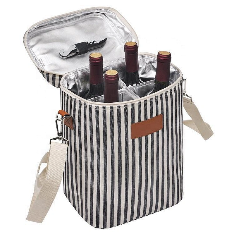 2020 Popular Christmas Gift for Wine Lover 4 Bottle Wine Carrier soft Cooler Tote Bag freezer bag for holiday Travel Picnic