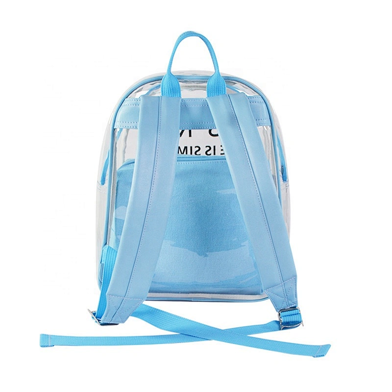 Clear travel pvc bag promotional blue for girl travel plastic bag school backpack