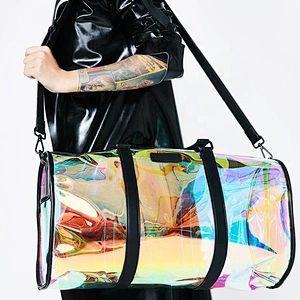 LightWeight Transparent Holographic PVC Casual Beach Bag Multifunctional sport bag travel Waterproof Duffle Bag for Woman