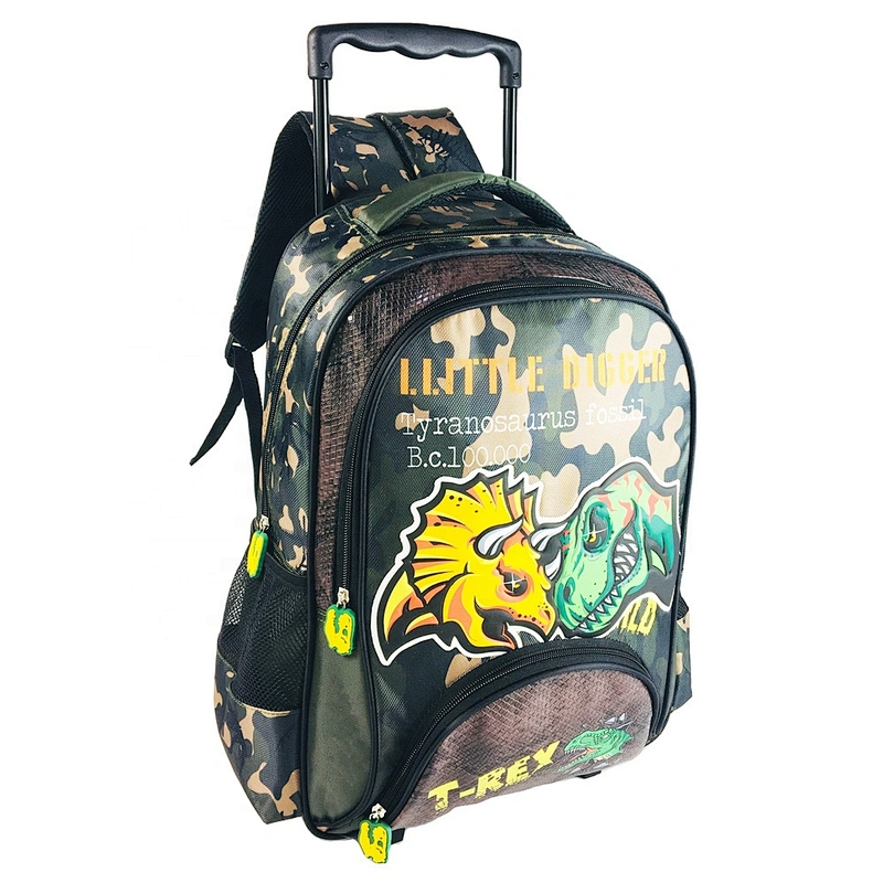3-6 Grades Children Animal Dinosaur School Bags Kids Travel Rolling Luggage Trolley School Backpack 2 Wheels Child Book Bag