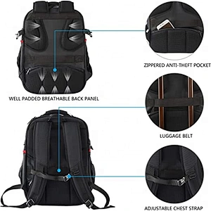 Water-Repellent Business College Daypack Stylish Big School Laptop Bag for Men/Women-Black