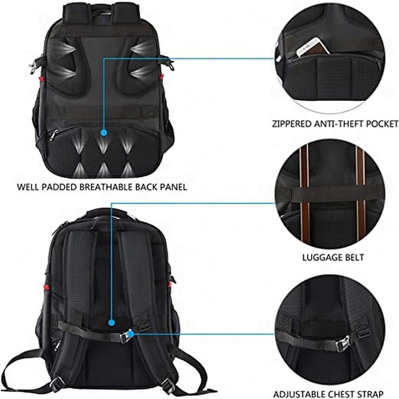 Water-Repellent Business College Daypack Stylish Big School Laptop Bag for Men/Women-Black