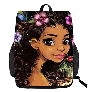 African Backpack Cartoon African Black Girls Print School Bag Kids Cute Book Bag Teenager Girls Schoolbags Travel Backpack