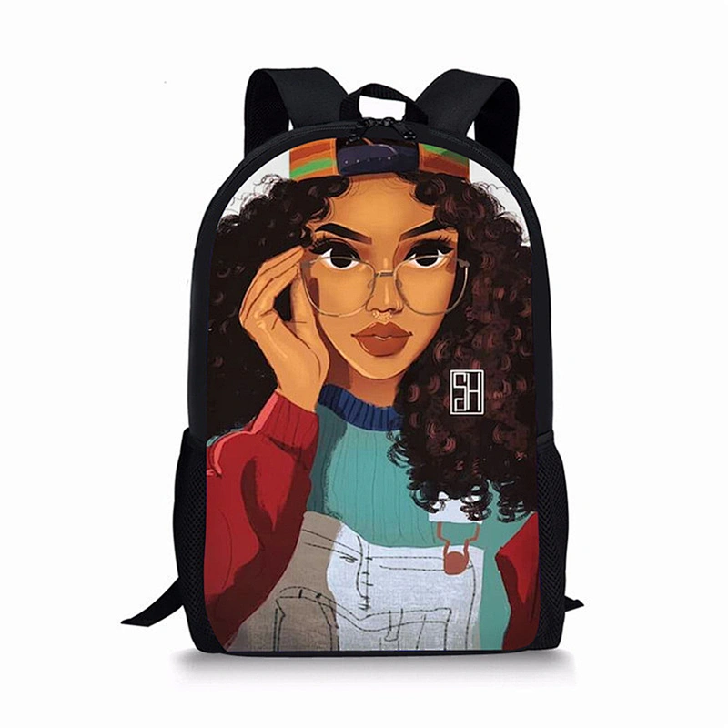 Custom black skin Backpack for African girls' primary school students  digital 3D printed backpack for children