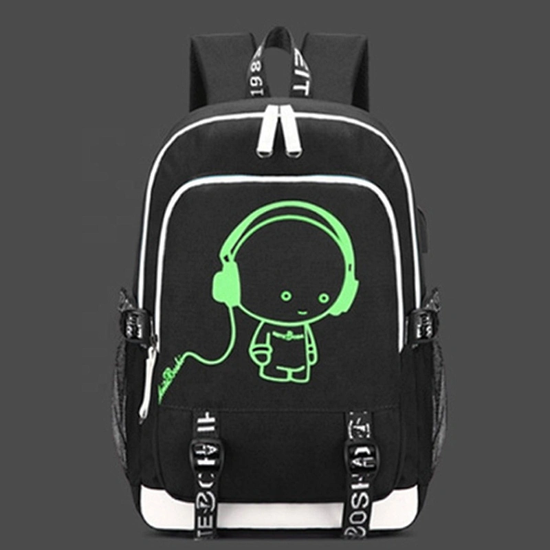 Anime Luminous Backpack Men School Bags Boys Girls Cartoon Noctilucent Bookbag School backpack With USB Charging Port