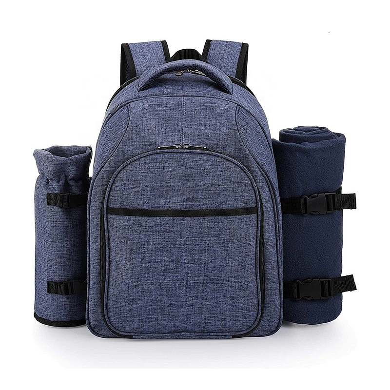 Picnic Backpack Cooler Bags for 4 Person with Cooler Compartment, Detachable Bottle Wine Holder, Fleece Blanket, Plates,Cutlery