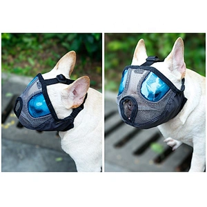 Short Snout Dog Muzzles- Adjustable Breathable Mesh Bulldog Muzzle for Biting Chewing Barking Training Dog Mask
