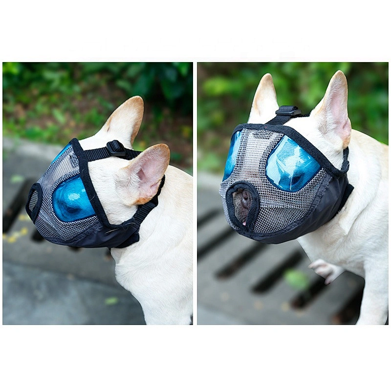 Short Snout Dog Muzzles- Adjustable Breathable Mesh Bulldog Muzzle for Biting Chewing Barking Training Dog Mask