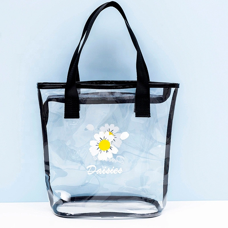 Wholesale Transparent Pvc Beach Bag Clear Fashion Large pvc tote bag Custom Printed Pvc Hangbag beach bag for women