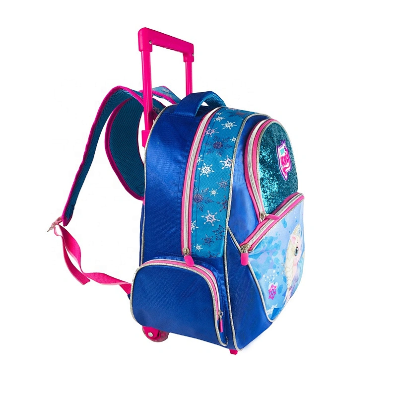 Wholesale large capacity Cartoon Children school trolley bag backpack girls with wheels