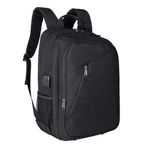 Anti-theft USB charging earphone hole men briefcase notebook bags business laptop backpack