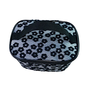 OEM/ODM Waterproof daisy embroidery Women Travel Makeup Organizer Cosmetic bag basket Case Bags with handles