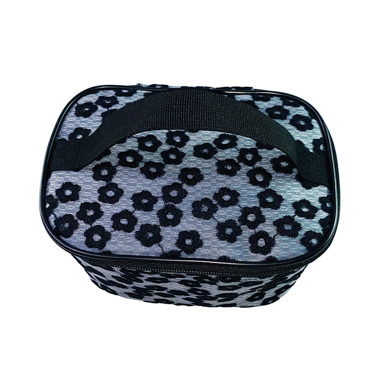 OEM/ODM Waterproof daisy embroidery Women Travel Makeup Organizer Cosmetic bag basket Case Bags with handles