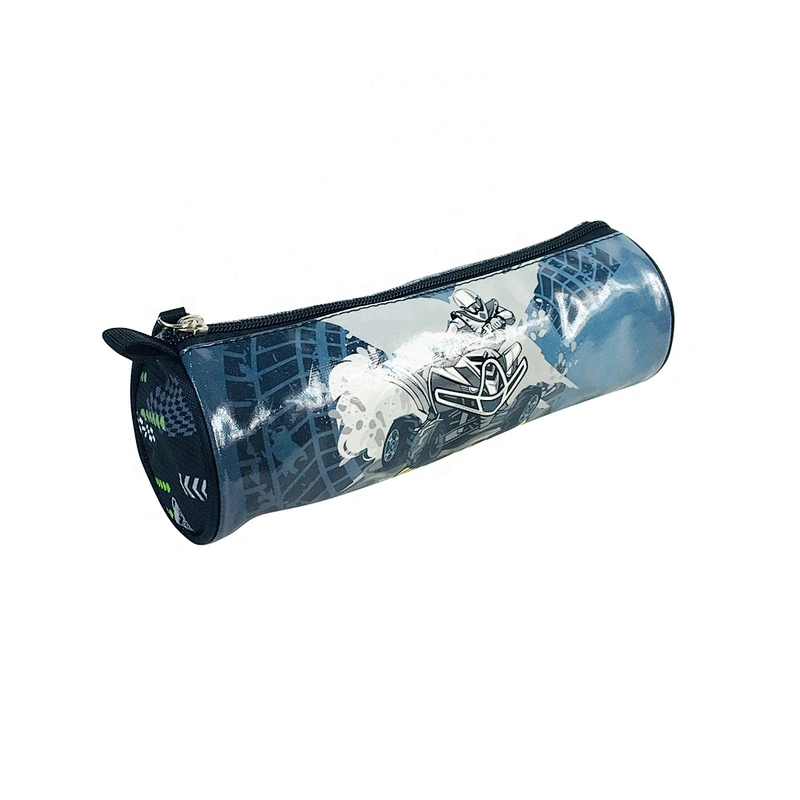 School supply stationery leather emboss race car pencil case pouch bag student boy