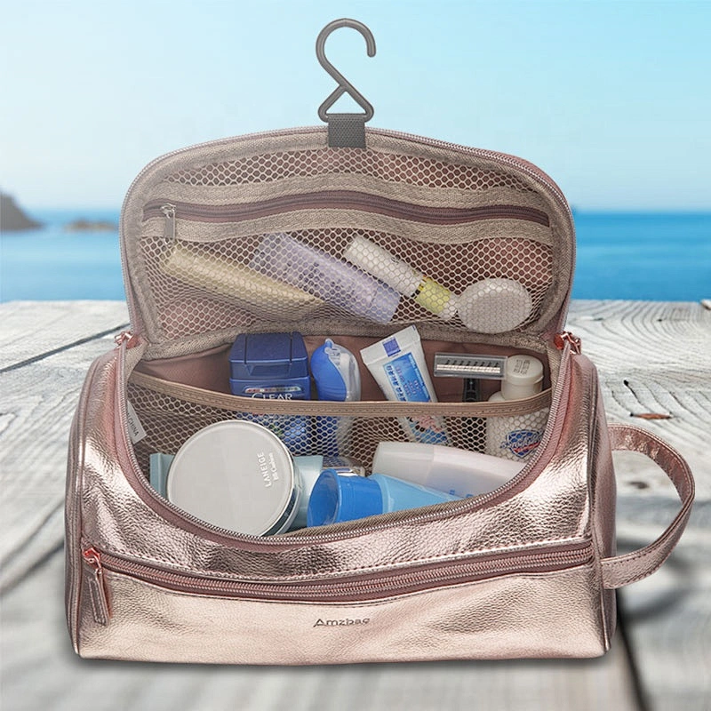 women's hook travel cosmetic bags portable cosmetics storage bag multifunctional waterproof PU leather makeup bag