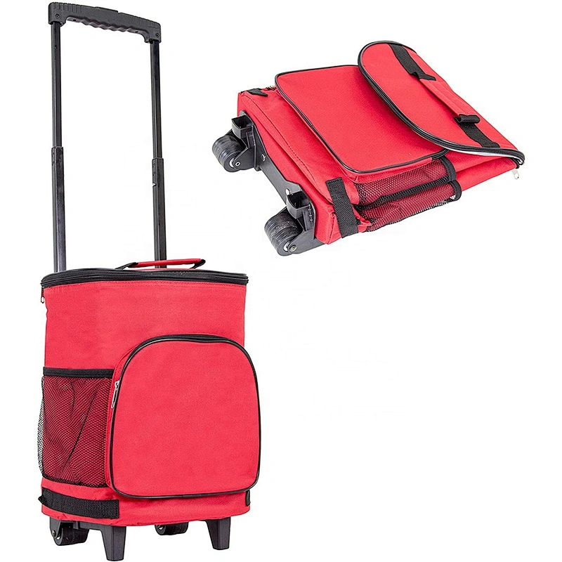 Outdoor travelling large compartment custom insulated trolley picnic cooler bag with wheels