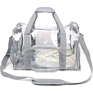 Customized Large Capacity Waterproof  Clear Plastic Tote Bag Beach Handbag Women Men Gym Transparent Pvc Travel Duffel Bag