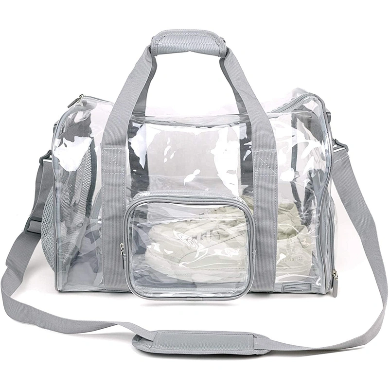 Customized Large Capacity Waterproof  Clear Plastic Tote Bag Beach Handbag Women Men Gym Transparent Pvc Travel Duffel Bag