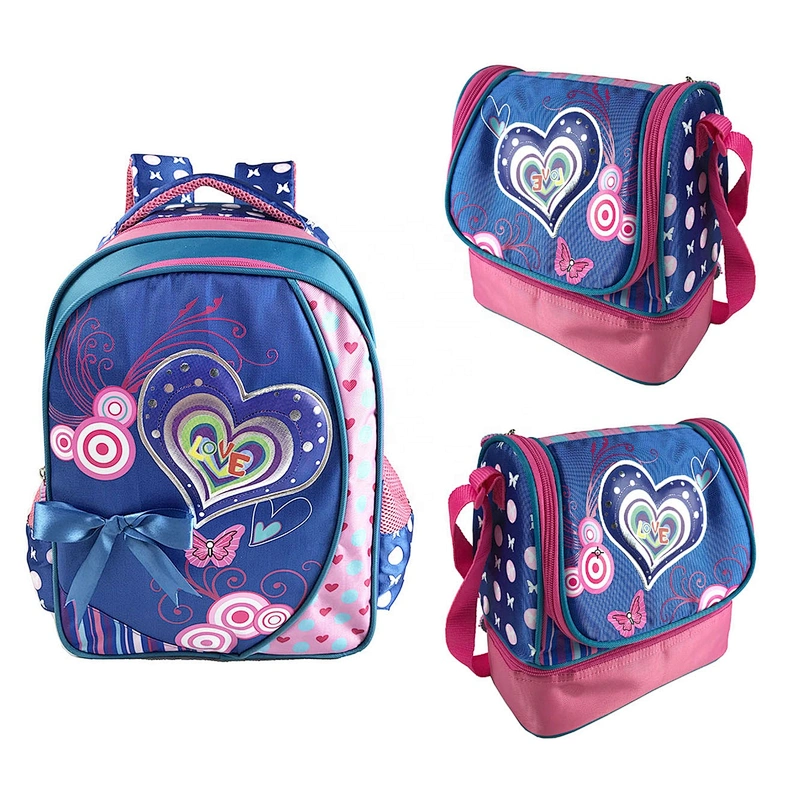 Best seller durable  high quality  kids backpack girl 2 pieces set lunch bag+school bags for teenager student
