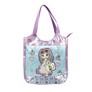 OEM fashion Girls Fashion school Customized Logo Style Hand bag tote bags with custom printed logo tote bag polyester