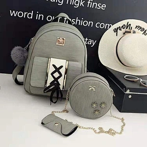 3 in 1 hit color message bag with high quality  metal accessory school bag travel backpack
