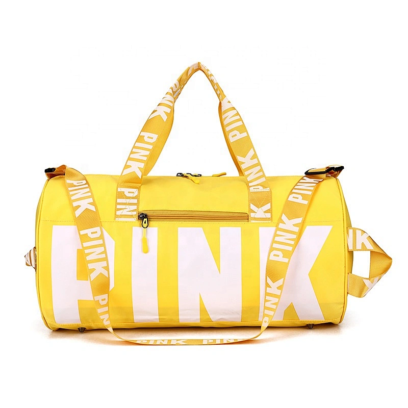 Large Capacity Women's Sport Travel Bag Shoulder HandBags Fashion Travel Pink Letter Tote Trip Shoes Travel Duffel Bag