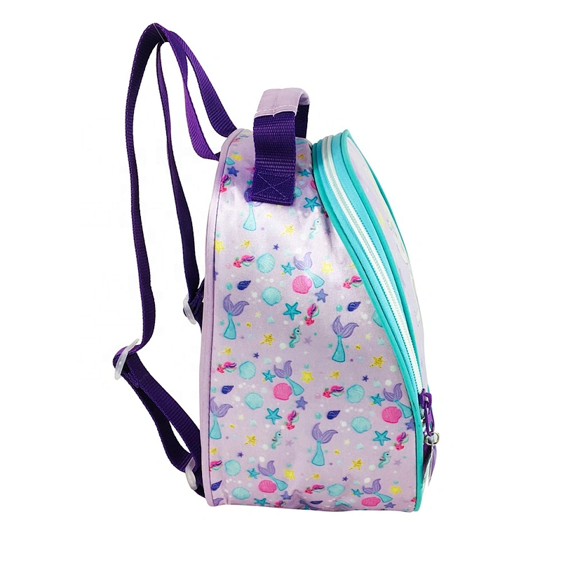 custom cartoon mermaid cooler tote bag portable food delivery lunch picnic box for school kids girls with reflective material