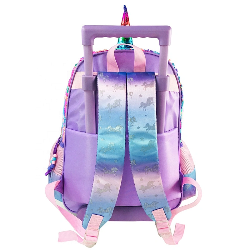 3-6 Grades Unicorn School Bags Kids Travel Rolling Luggage children's Trolley Girls Backpack Child Sequin Book Bag