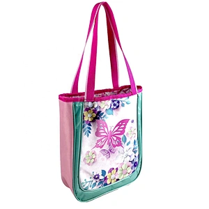OEM Lady Girls Fashion school Customized Logo Style Hand bag tote bags with custom printed logo tote bag polyester