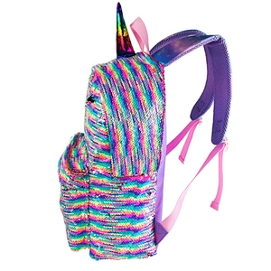 2020 Children School Bags Kids Backpack In high Schoolbag sequin Unicorn Backpacks girl mochila