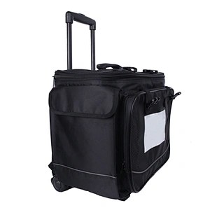 12 Bottle Insulated Wine Tote Case Wheel Travel Black  Cooler with Organizer